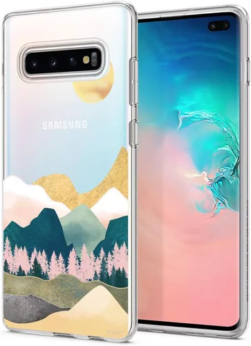 Miniatura 13 de Unov Funda para Galaxy S10, transparente con diseño, ajuste delgado, buen agarre, funda de teléfono en relieve, cubierta protectora a prueba