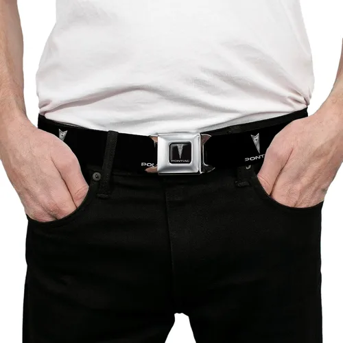 Miniatura 3 de Buckle-Down Cinturón de seguridad - Pontiac BlackSilver Logo REPEAT - 1.0" Ancho - 20-36 pulgadas de largo