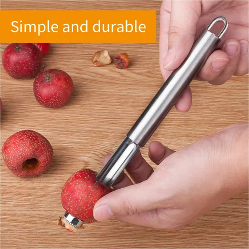 Miniatura 6 de Juego de descorazonador y descorazonador de frutas y verduras multifunción de acero inoxidable y removedor de picaduras para manzana, pera, cereza