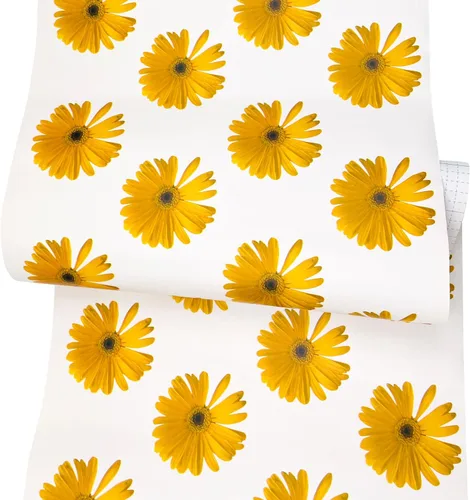 Yifely Revestimiento de estante extraíble para encimeras de papel para cubrir gabinetes de cajones antiguos de apartamentos, margarita amarilla,