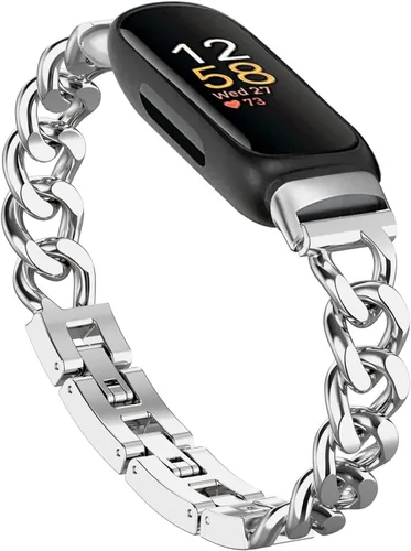 Miniatura 8 de Bandas geniales para Fitbit Inspire 3 bandas para mujer, correa de repuesto ajustable de metal de acero inoxidable compatible con Fitbit Inspire 3