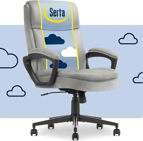 Miniatura 13 de Serta Comfort Ergo - Silla de oficina ejecutiva, diseño ergonómico de respaldo medio con soporte lumbar, cojín de asiento de doble capa semipelado