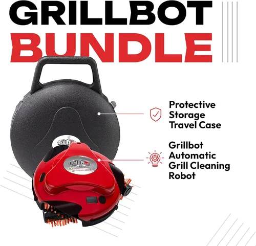 Miniatura 2 de Grillbot Robot automático de limpieza de parrilla con cepillos de nailon, limpiador de parrilla de barbacoa, cepillo de parrilla, raspador de Rojo