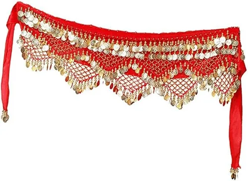 Miniatura 2 de Bufanda triangular para mujer con monedas doradas, falda envolvente para danza de vientre, zumba o clase de yoga