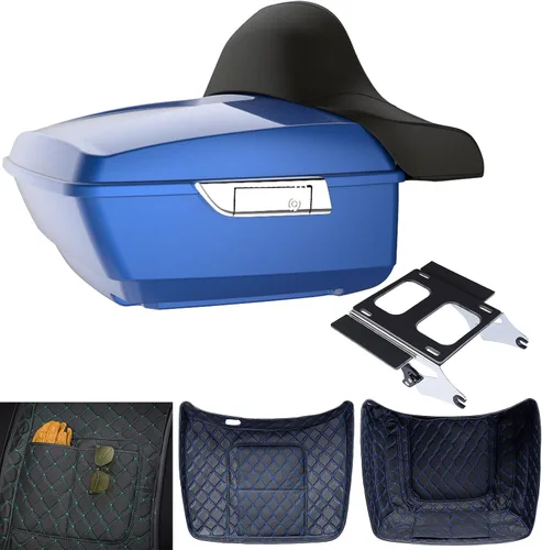 Miniatura 9 de Moto Onfire cajuela para equipaje Tour-Pak para moto con respaldo para Harley Davidson 14 Later Touring Street Glide FLH FLHX FLHR., Azul