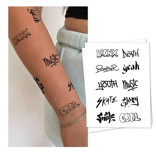 Miniatura 7 de INKARTLINK Tattoo Tech, 2 hojas de tatuaje semipermanente mediano, tatuajes temporales de diseño artístico para adultos, dura 1-2 semanas