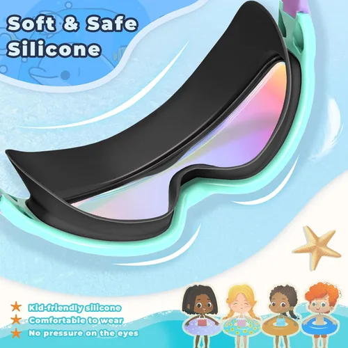 Miniatura 4 de Keary - Paquete de 2 gafas de natación para niños de 3 a 15 años, protección ultravioleta, antivaho, para piscina, agua, para niños, niñas, jóvenes