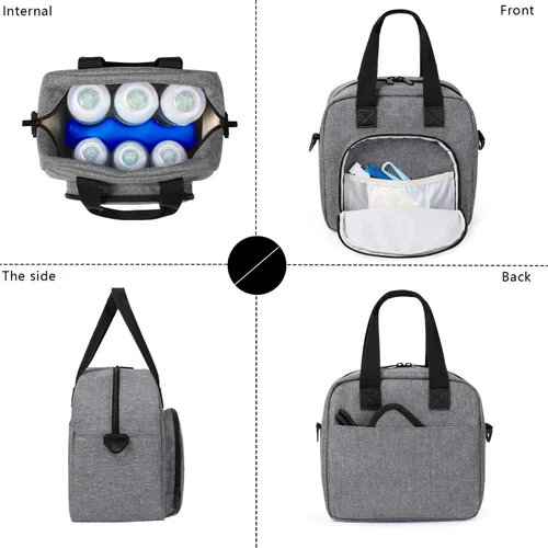 Miniatura 3 de Luxja Bolsa enfriadora de leche materna con una bolsa de hielo (se adapta a 6 botellas, hasta 9 onzas), enfriador de leche materna para biberones