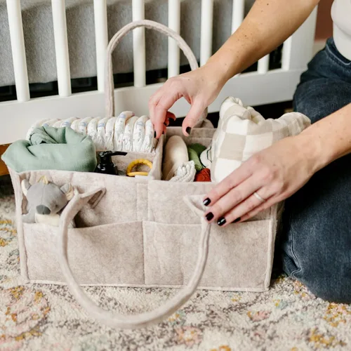 Miniatura 7 de PUTSKA Organizador de Caddy de Pañales para Bebé - Cesta de Almacenamiento de Guardería para Estación de Pañales, Lista de Regalos de Baby Shower