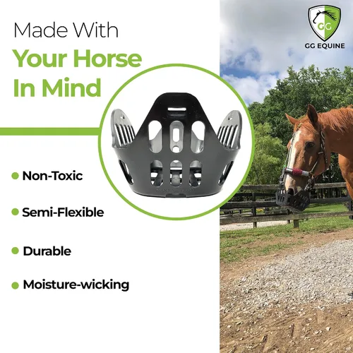 Miniatura 6 de GG Equine GreenGuard - Bozal de pastoreo para caballo, accesorios para caballos más ligeros y duraderos, cómodo bozal para caballos con flujo