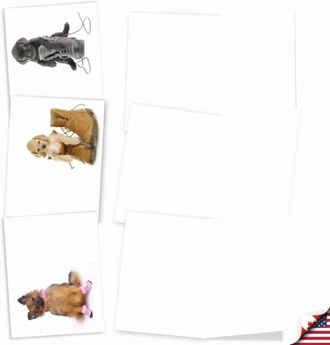 Miniatura 2 de The Best Card Company - 10 tarjetas de perro en blanco surtidas (4 x 5.12 pulgadas) - Adorables tarjetas de notas de animales en caja para todas