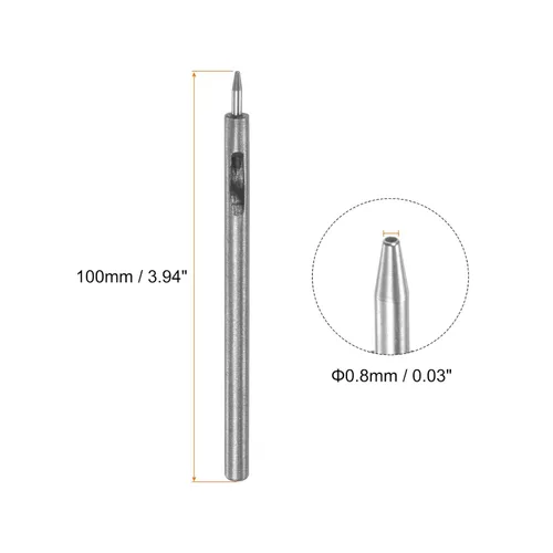 Miniatura 2 de HARFINGTON 2 piezas de perforador de cuero de 0.031 in recto, redondo, ojal, remache a presión, fijador para cuero, artesanía, ropa, bolso, cortina