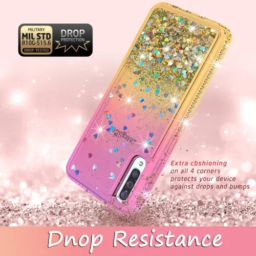 Miniatura 5 de Funda para Samsung Galaxy A70, diseño de arena movediza con purpurina brillante y diamantes de imitación de TPU líquido colorido para Samsung Galaxy