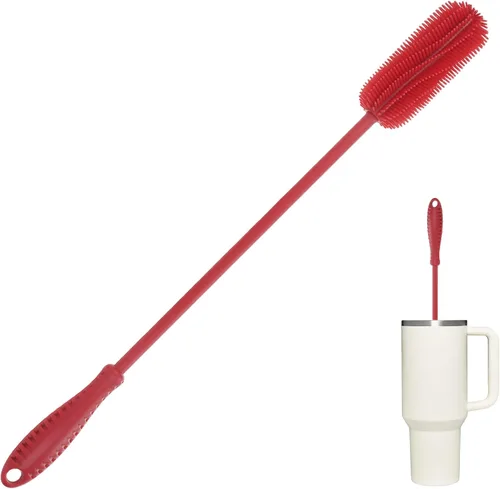 Miniatura 14 de Cepillo de silicona para botellas con mango largo, limpiador de botellas de agua para biberones, Hydro Flask, botellas deportivas, jarrones
