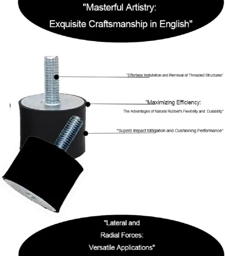 Miniatura 4 de Amortiguador de goma cilíndrico de montaje de goma M8X23D40mmH30mm, soportes aisladores de goma, amortiguadores de dirección de aisladores
