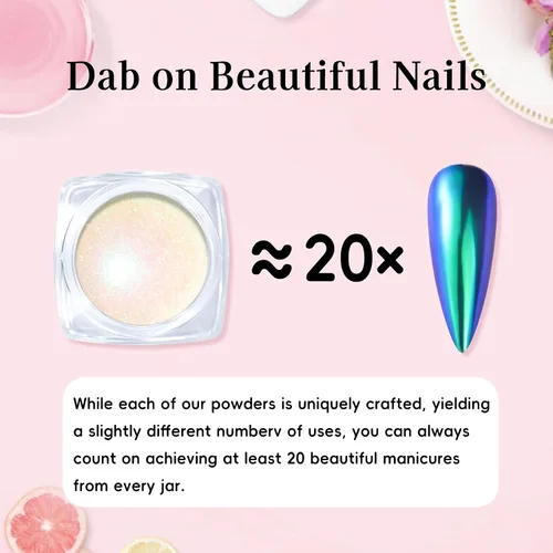 Miniatura 7 de Polvo de uñas cromado de tamaño de prueba para arte de uñas, 0.01 oz, 1 tarro de pigmento holográfico de sirena para polvo de inmersión, uñas