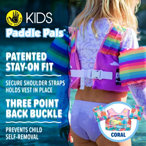 Miniatura 3 de Body Glove Paddle Pals - Chaleco salvavidas para niños aprobado por la Guardia Costera para aprender a nadar PFD Coral