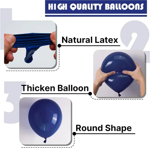 Miniatura 8 de PartyWoo Globos azul marino, 120 piezas de diferentes tamaños de 18, 12, 10, 5 pulgadas, kit de arco de globos azul oscuro guirnalda para Azul-z90