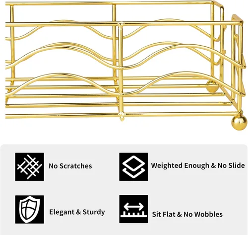 Miniatura 3 de Servilletero dorado para baño, elegante servilletero dorado para servilletas de papel desechables de baño, bandeja resistente para toallas