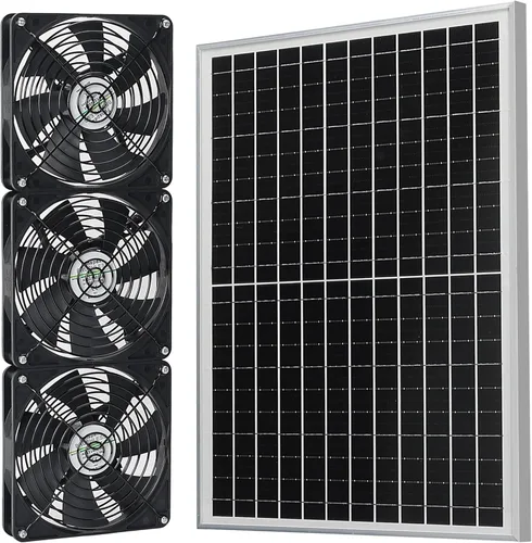 Miniatura 10 de Fanspex Kit de 3 ventiladores solares, ventiladores solares impermeables para gallinero al aire libre, invernadero y cobertizo, entrada o aire