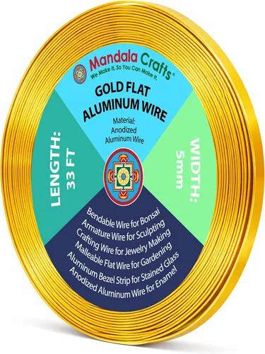 Miniatura 29 de Mandala Crafts Alambre de aluminio anodizado plano de 0.118 in para fabricación de joyas, alambre de bisel negro flexible de color de 33 pies