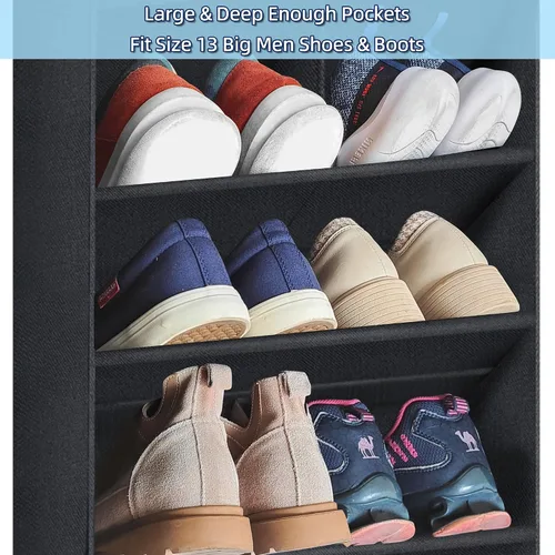 Miniatura 4 de Organizador de zapatos sobre la puerta, paquete de 2 organizadores colgantes con grandes bolsillos profundos, estante para armario y dormitorio
