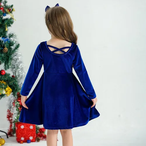 Miniatura 5 de Weixinbuy Toddler Girl Fall Winter Clothes Outfit Baby Girl Velvet Twirl Dress Long Sleeve Pocket Swing Party Dress for Girl
