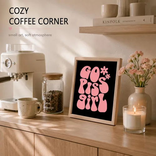 Miniatura 3 de Go Piss Girl Arte de Pared Trendy Arte de Pared Divertido Idea de Regalo Lindo Decoración de Apartamento Impresión de Baño Rosa Decoración