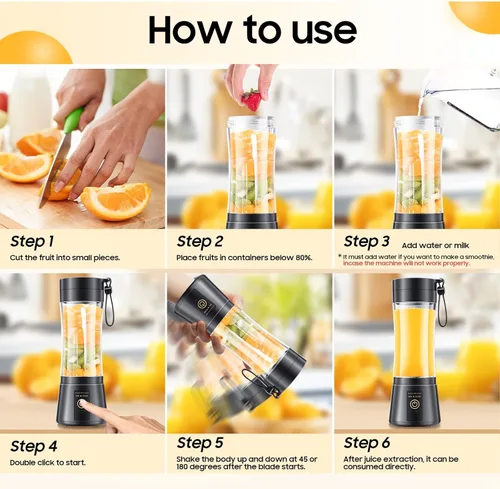 Miniatura 4 de 12 Oz Cordless Portable Personal Size Blender - Mini Blender Make Smoothies and Shakes, Cordless Lightweight Rechargeable, Freshly Squeezed in