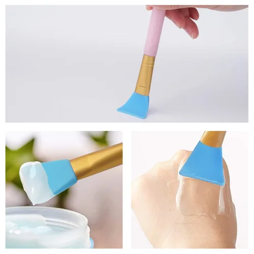 Miniatura 3 de Cuttte 4 aplicadores de máscara facial de silicona, aplicador de máscaras faciales flexibles, herramientas hidratantes sin pelo, cepillos faciales