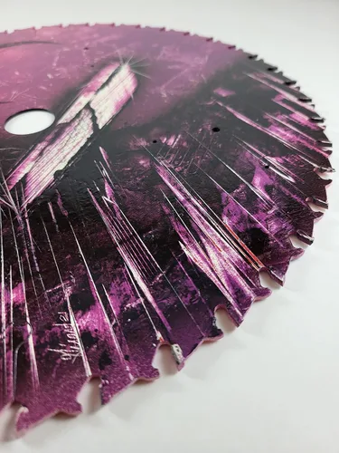 Miniatura 9 de Double Sided Saw blade Painting in Purple Colors of Fantasy Landscape scenes Flip Sides by artist Jason Girard