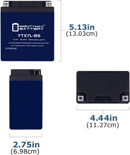 Miniatura 2 de Mighty Max Battery Reemplazo de batería de litio YTX7L-BS para motocicleta GNB 7L-BS