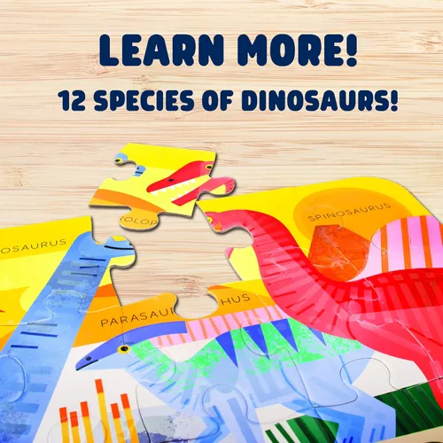 Miniatura 5 de Chuckle & Roar Rompecabezas de piso jumbo de dinosaurio – 50 piezas, 24 x 36 pulgadas, edades de 4 a 6 años – Rompecabezas para niños que brilla