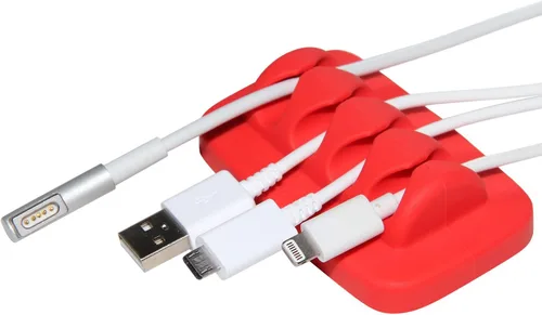 Miniatura 10 de Organizador de cables de escritorio, con peso, silicona ecológica, sin mal olor, incluye 4 bridas reutilizables (azul)
