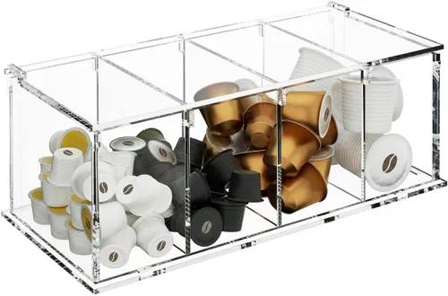 RR RAXMIN Soporte para cápsulas de café, caja de acrílico, soporte para tazas K, almacenamiento de cápsulas de café, acrílico transparente, 4