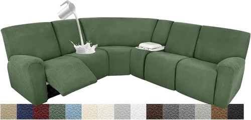Miniatura 14 de Fundas impermeables de sofá reclinable modular para sofás reclinables, lavable en forma de L, para perros, fundas elásticas para sofá reclinable