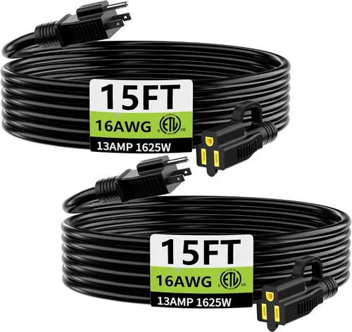 Miniatura 33 de HUANCHAIN Cable de extensión para interiores y exteriores, 50 pies, impermeable, calibre 16/3, flexible, resistente, cable de extensión para Amarillo