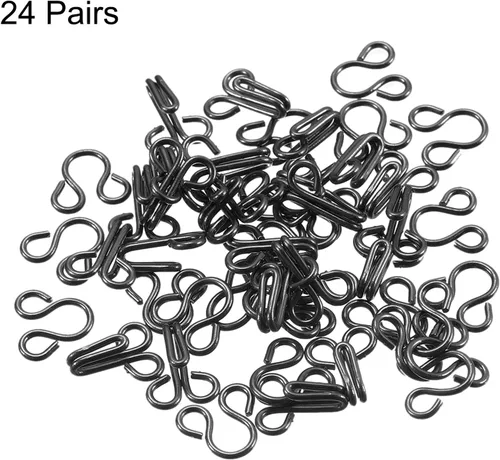 Miniatura 3 de uxcell Juego de ganchos de costura y cierre de ojos para ropa, pantalones, falda, vestido, brasier, costura, manualidades Negro oscuro