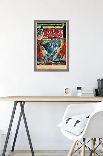 Miniatura 6 de Trends International Marvel Comics Ghost Rider - Póster de pared con portada #1, 22.4 pulgadas de largo x 14.7 pulgadas, versión enmarcada de madera