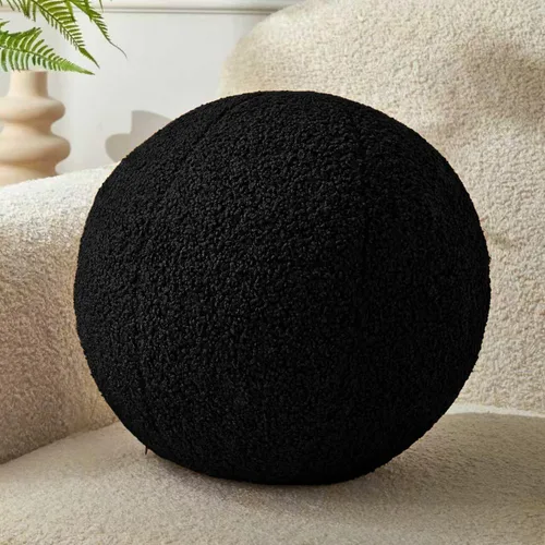 Almohada de Bola Negra de 11.8 Pulgadas Almohada Redonda Negra Simple Moderna con Forma de Bola, Cojín de Estilo Nórdico Almohada Decorativa para