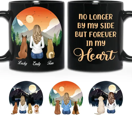 Miniatura 8 de WHIDOBE Taza personalizada de perro (niña – perro) personalizada de 11 onzas, 15 onzas con avatares, nombres, razas – Taza «Dog Mom» para mujeres