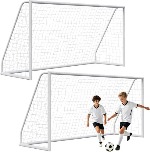 Miniatura 9 de ZENY Portería de fútbol portátil para patio trasero, 12 x 6 / 10 x 6.5 / 8 x 5 pies, red y marco de fútbol para niños y adultos para práctica