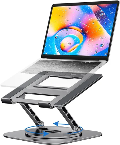 Miniatura 8 de MCHOSE - Soporte para laptop para escritorio, soporte ergonómico con base giratoria de 360°, soporte plegable para computadora portátil compatible