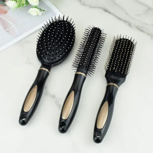 Miniatura 5 de 3 piezas de peine ovalado de masaje antiestático, cepillo redondo para el cabello, cepillo de ventilación para el cabello, cepillo desenredante