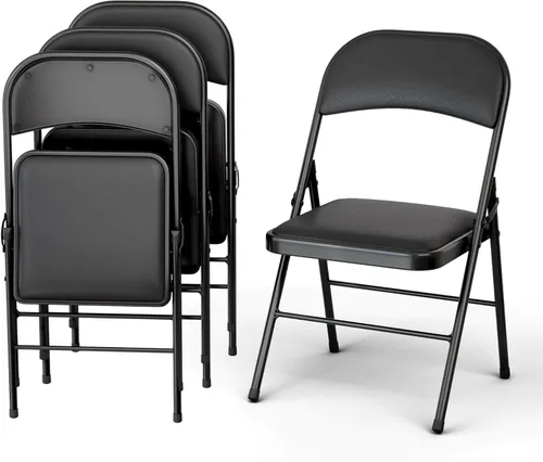 Miniatura 10 de 4 UNIDADES Silla plegable de plástico blanca Plegable y apilable Capacidad de 350 libras, estructura de acero, asientos para interiores