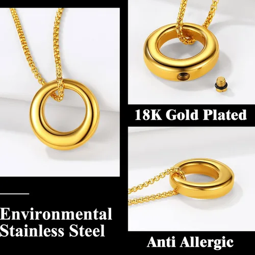 Miniatura 28 de Richsteel Collar de urna para cenizas, joyería de cremación, colgante de recuerdo conmemorativo con cadena