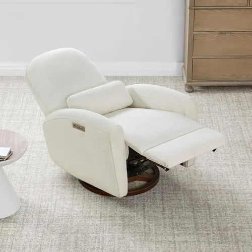 Miniatura 8 de Watson & Whitely Sillas reclinables eléctricas, mecedora giratoria para cuarto de bebé, con soporte lumbar y almohada lumbar y base de madera maciza