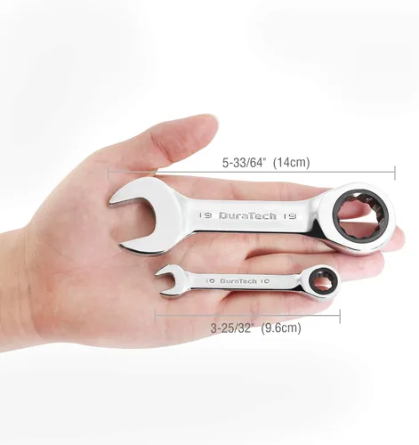 Miniatura 5 de DURATECH Stubby - Juego de llaves combinadas de trinquete, métricas, 8 piezas, 10, 11, 13, 14, 16, 17, 18, 0.748 in, acero CR-V, con bolsa