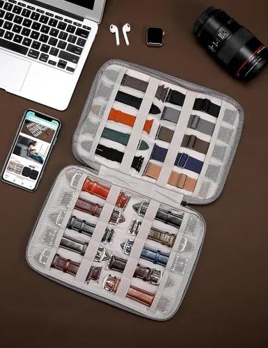 Miniatura 2 de Wearlizer Funda de almacenamiento para correa de reloj con capacidad para 35 correas, bolsa organizadora portátil compatible con Apple Watch, pin