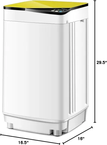 Miniatura 9 de Mini lavadoras portátiles completamente automáticas, capacidad de carga de 7.7 libras, con luz giratoria y barril integrada para dormitorios